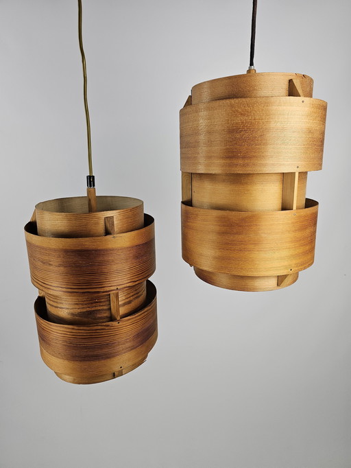 Set of Pendant Lamps Veneer from Denmark