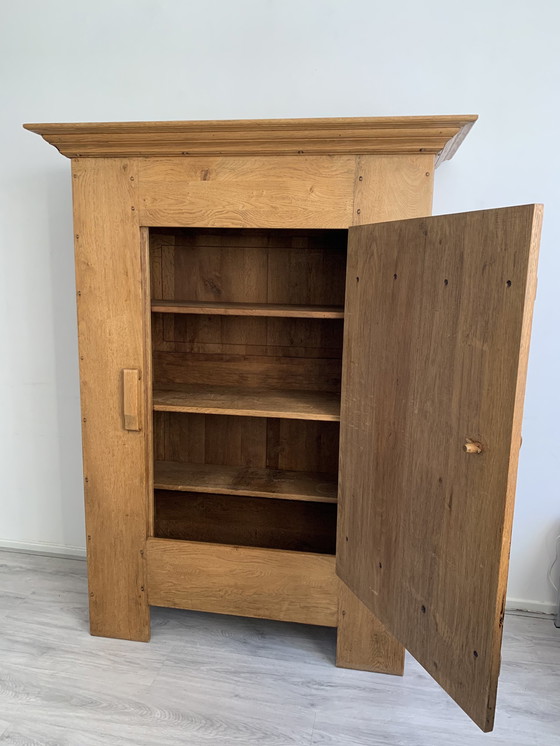 Image 1 of Mid-Century Belgian Brutalist Oak Cabinet