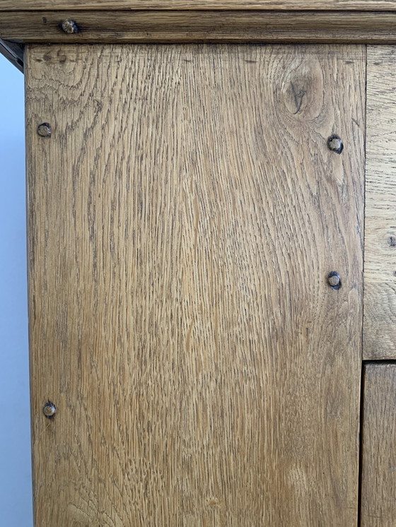 Image 1 of Mid-Century Belgian Brutalist Oak Cabinet