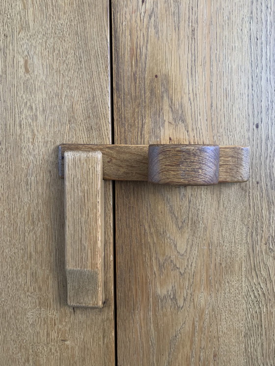 Image 1 of Mid-Century Belgian Brutalist Oak Cabinet