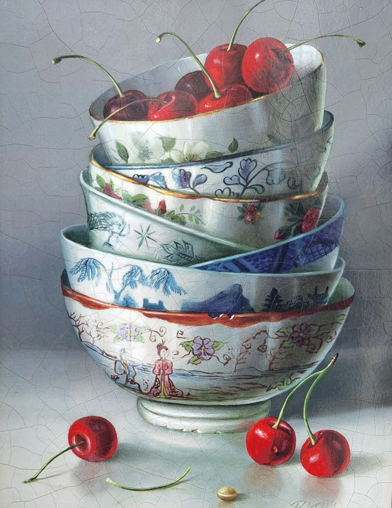 Image 1 of R.Ritchie - Still life with cherries in bowls