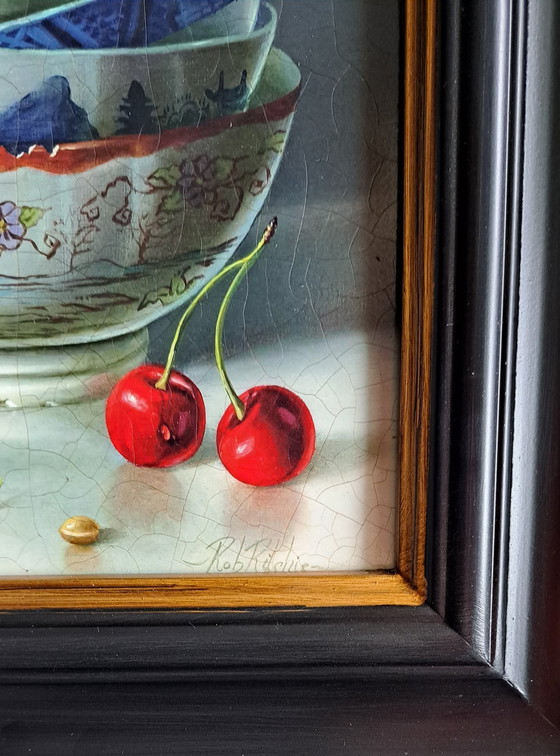 Image 1 of R.Ritchie - Nature morte avec des cerises dans des bols