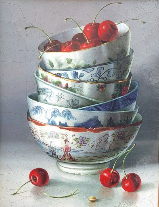 Image 1 of R.Ritchie - Still life with cherries in bowls