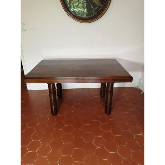 Image 1 of Vintage mahogany table Art deco by Francisque Chaleyssin 1930s