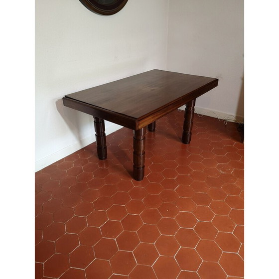 Image 1 of Vintage mahogany table Art deco by Francisque Chaleyssin 1930s