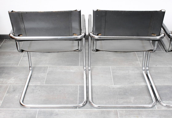 Image 1 of Tube Frame Chair Model S34 Dark Gray Leather