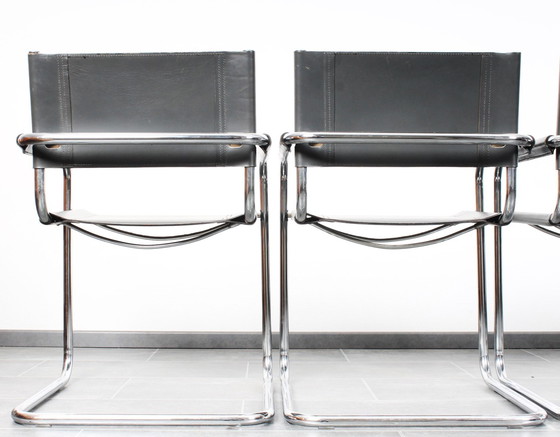 Image 1 of Tube Frame Chair Model S34 Dark Gray Leather