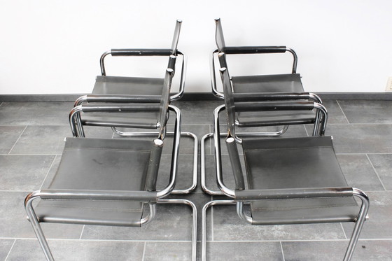 Image 1 of Tube Frame Chair Model S34 Dark Gray Leather