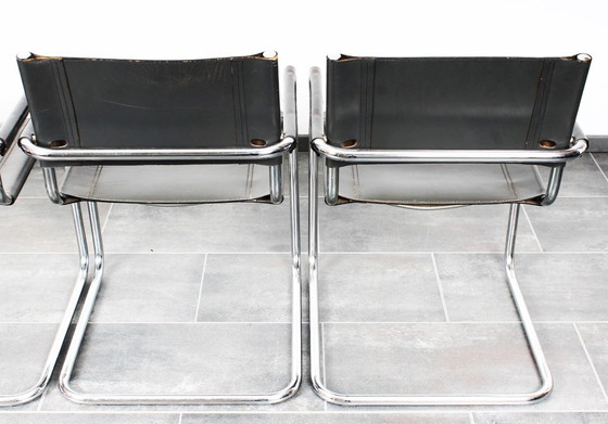 Image 1 of Tube Frame Chair Model S34 Dark Gray Leather