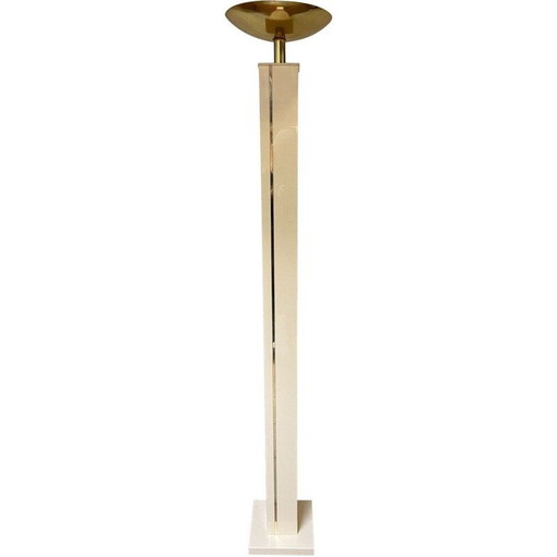 Vintage brass and perspex floor lamp by Maison Romeo, 1980
