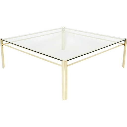 Vintage square bronze coffee table by J.T. Lepelletier for Broncz, 1960