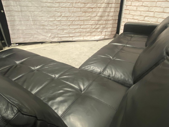 Image 1 of Beautiful Black Real Leather Corner Sofa