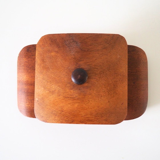 Image 1 of Holmegaard 1960S Teak Wood With Glass Butter Dish