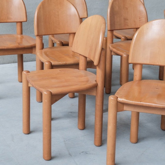 Image 1 of Set of 8 vintage pine chairs by Rainer Daumiller, Sweden 1970s