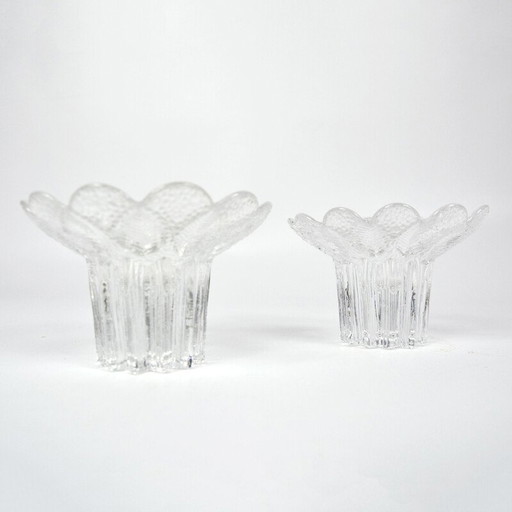 Pair of vintage crystal glass candlesticks by Lausitzer, Germany 1980