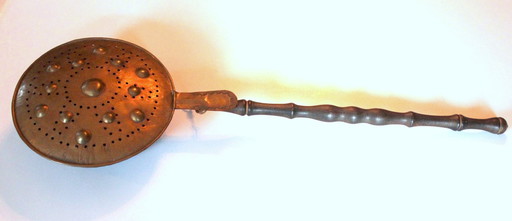 1910S - Antique bed warmer copper/brass with wooden handle