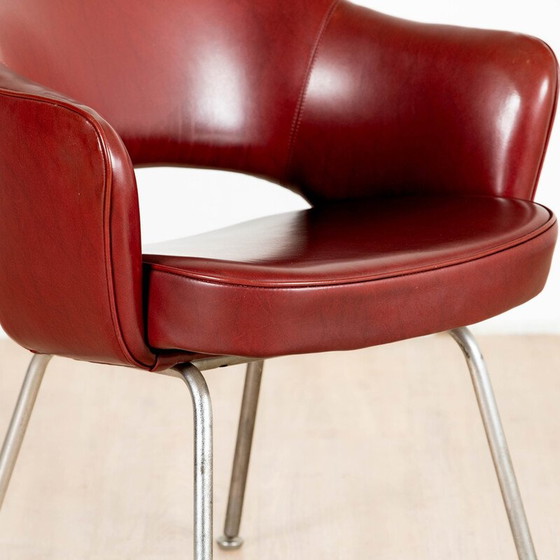 Image 1 of Vintage "Conference" armchair in wood and chrome steel by Eero Saarinen for Knoll international, 1957