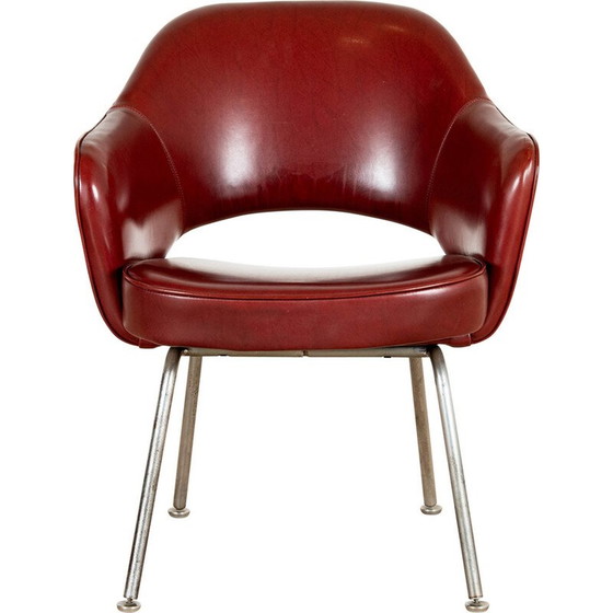 Image 1 of Vintage "Conference" armchair in wood and chrome steel by Eero Saarinen for Knoll international, 1957