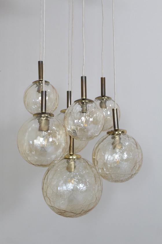 Image 1 of Vintage Gold Cascade Lamp, Pendant Lamp With Bulbs - 1970s