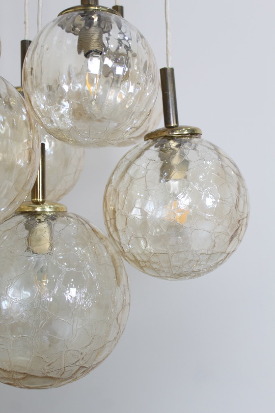 Image 1 of Vintage Gold Cascade Lamp, Pendant Lamp With Bulbs - 1970s