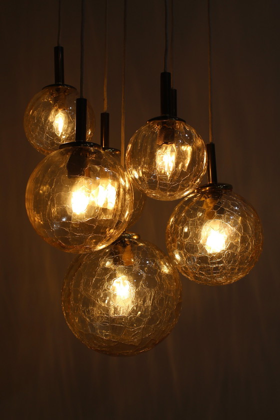 Image 1 of Vintage Gold Cascade Lamp, Pendant Lamp With Bulbs - 1970s