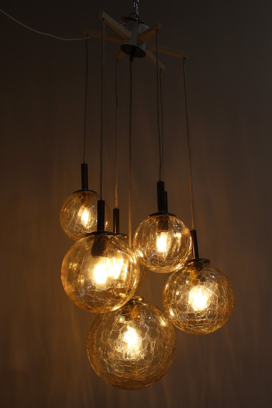 Image 1 of Vintage Gold Cascade Lamp, Pendant Lamp With Bulbs - 1970s