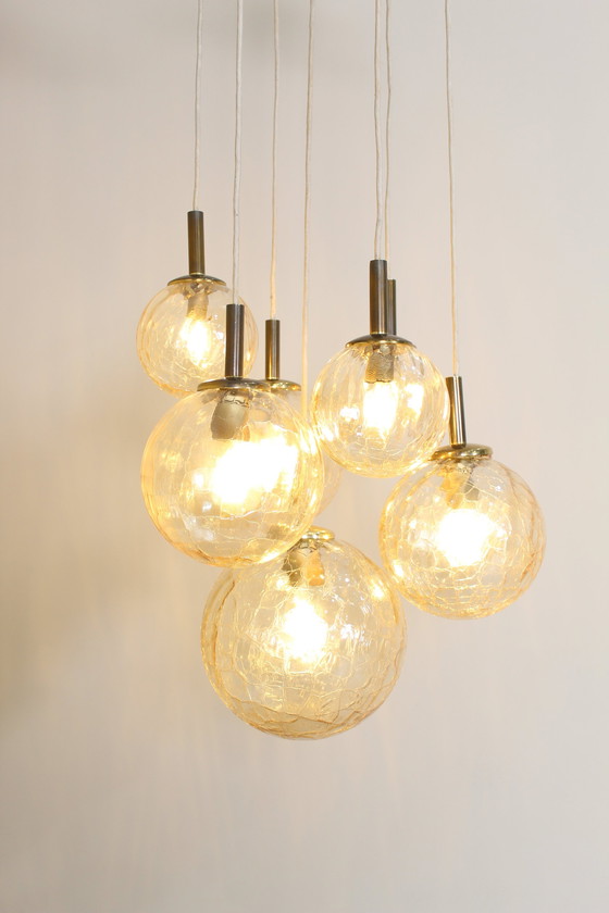 Image 1 of Vintage Gold Cascade Lamp, Pendant Lamp With Bulbs - 1970s