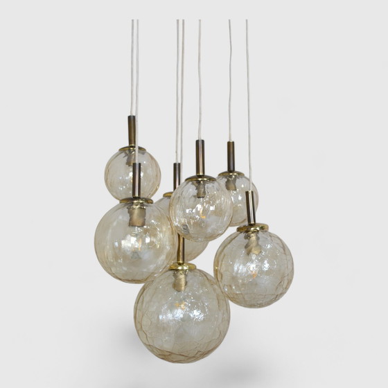 Image 1 of Vintage Gold Cascade Lamp, Pendant Lamp With Bulbs - 1970s