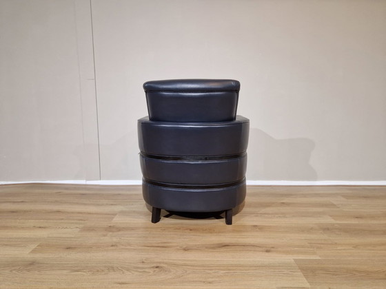 Image 1 of 2X Gm Armchairs Blue Black Leather Design