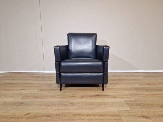 Image 1 of 2X Gm Armchairs Blue Black Leather Design