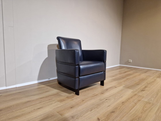 Image 1 of 2X Gm Armchairs Blue Black Leather Design