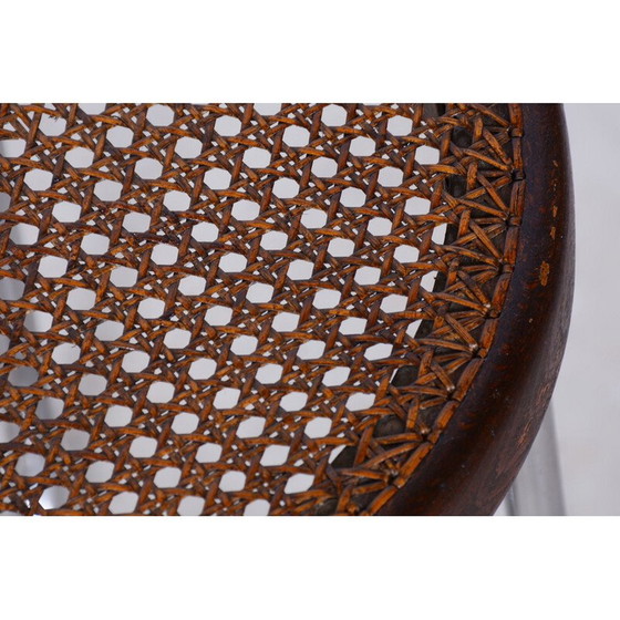 Image 1 of Vintage Bauhaus rattan and chrome stool by Robert Slezák, Czechoslovakia 1930