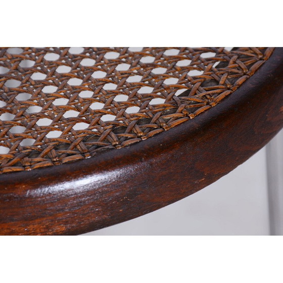 Image 1 of Vintage Bauhaus rattan and chrome stool by Robert Slezák, Czechoslovakia 1930