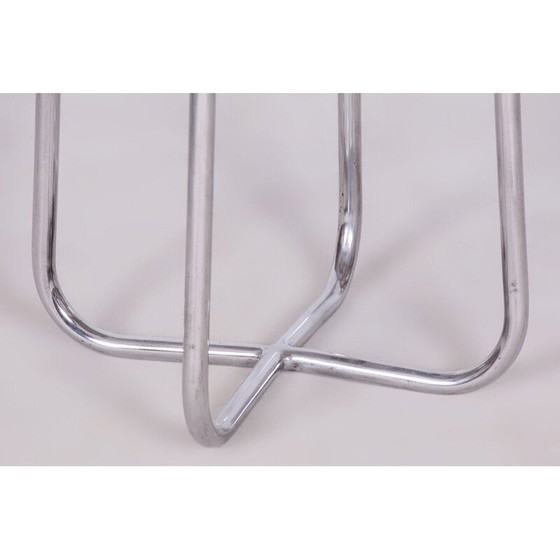 Image 1 of Vintage Bauhaus rattan and chrome stool by Robert Slezák, Czechoslovakia 1930
