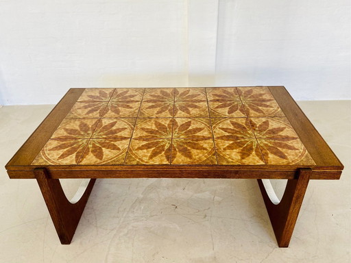Vintage Danish Mid Century Teak & Ceramic Coffee Table 1960S