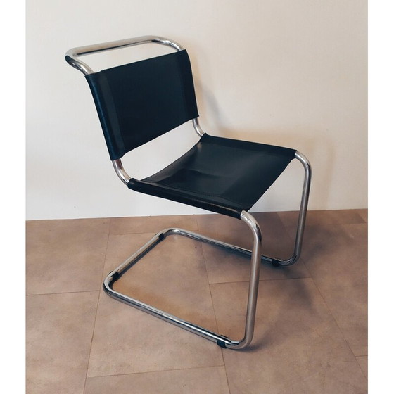 Image 1 of Pair of vintage black leather chairs by Marcel Breuer for Gavina, 1960