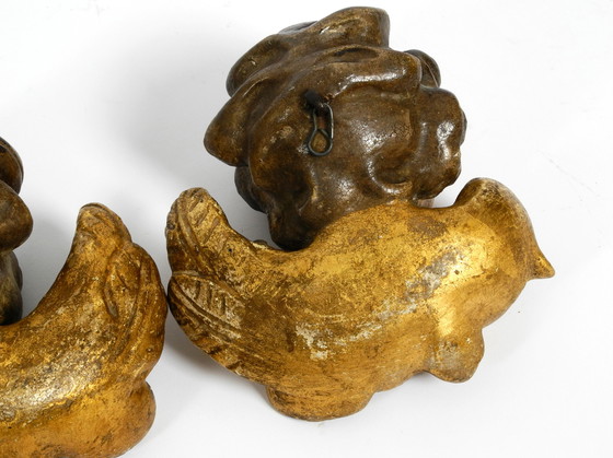 Image 1 of 2 little handmade italian wooden angel heads from the 1930s to hang