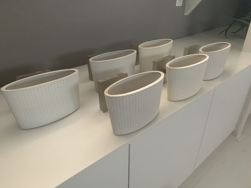 Fontana Arte, Type Zoe, Porcelain Wall Lamps On Metal Base.