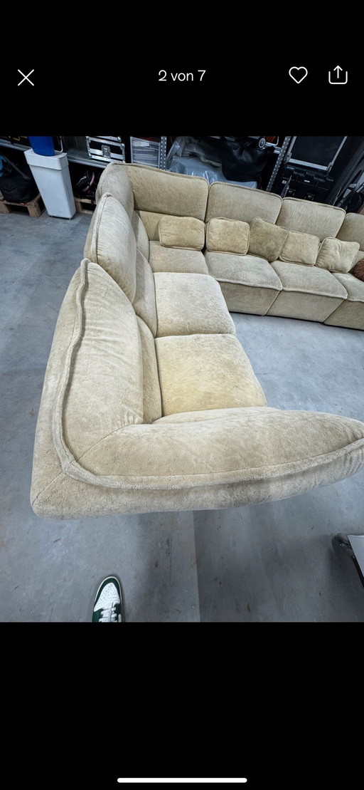 Vintage Modular Sofa Teddy Fabric 6 Pcs