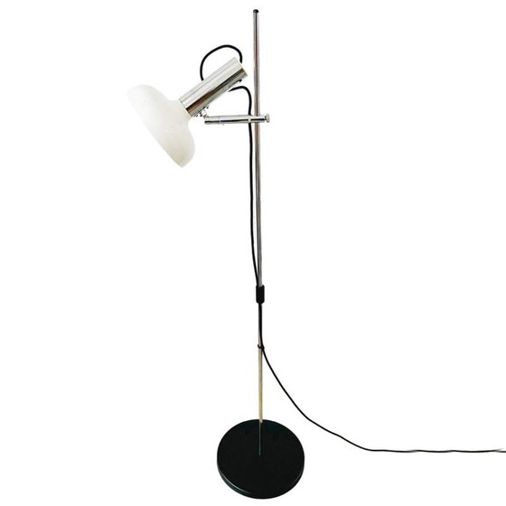 Image 1 of Mid - Century adjustable floor lamp chrome white 1960's