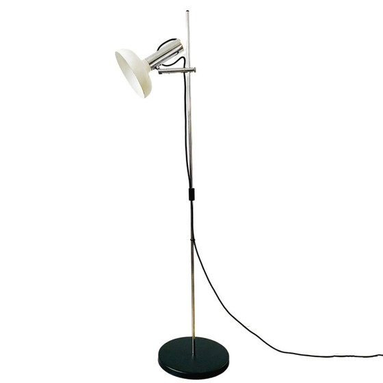 Image 1 of Mid - Century adjustable floor lamp chrome white 1960's