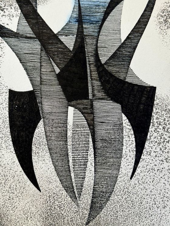 Image 1 of Eugene Eechaut 1928-2019 Very Fine Architectural Drawing in India Ink