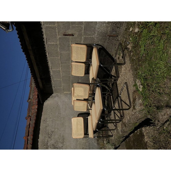 Image 1 of Set of 6 vintage black B32 Cesca chairs by Marcel Breuer, Italy