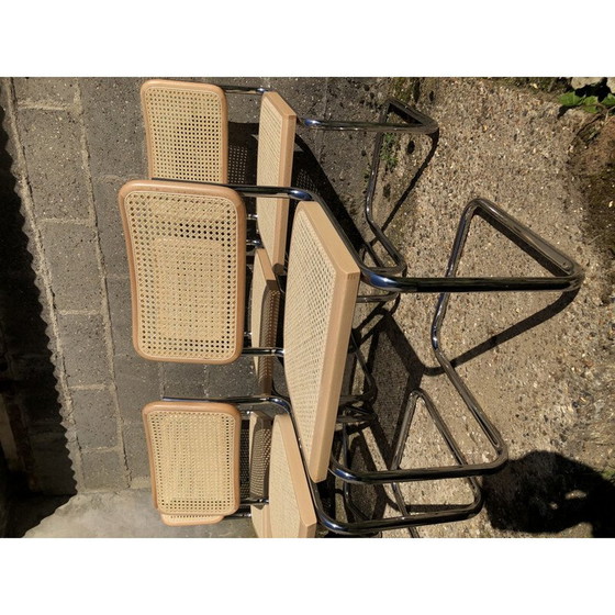 Image 1 of Set of 6 vintage black B32 Cesca chairs by Marcel Breuer, Italy