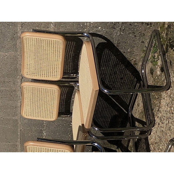 Image 1 of Set of 6 vintage black B32 Cesca chairs by Marcel Breuer, Italy