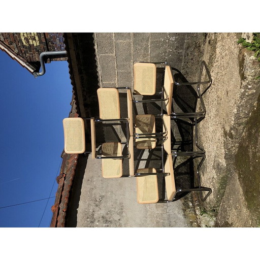 Set of 6 vintage black B32 Cesca chairs by Marcel Breuer, Italy