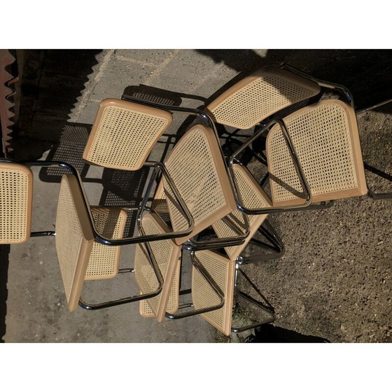 Image 1 of Set of 6 vintage black B32 Cesca chairs by Marcel Breuer, Italy