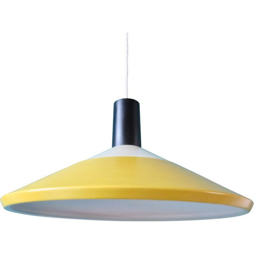 Vintage yellow metal suspension lamp by Louis Poulsen, Denmark 1960