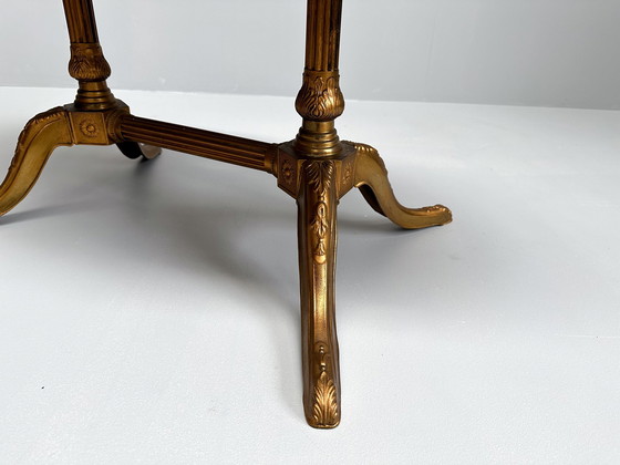 Image 1 of Tavolino da caffè vintage in ottone e marmo, metà secolo, anni '60 