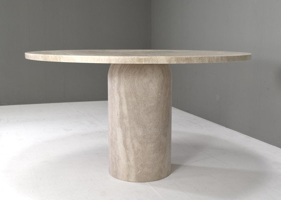 Image 1 of Exquisite Round Travertine Dining Table